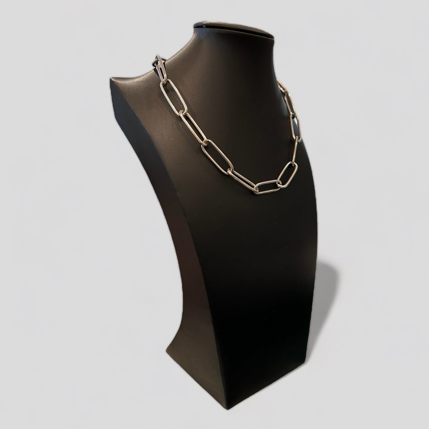 Collana catena maglia ovale in argento 925 rodiato di 3,5 cm