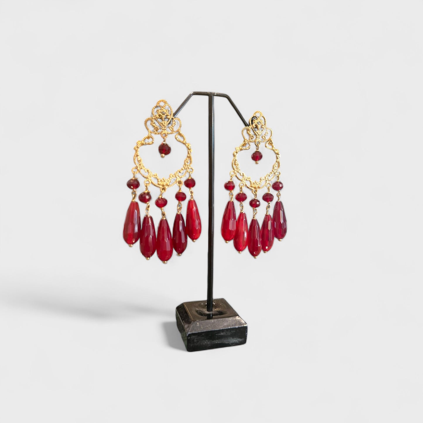 Orecchini pendenti in argento 925 placcato oro giallo con agate