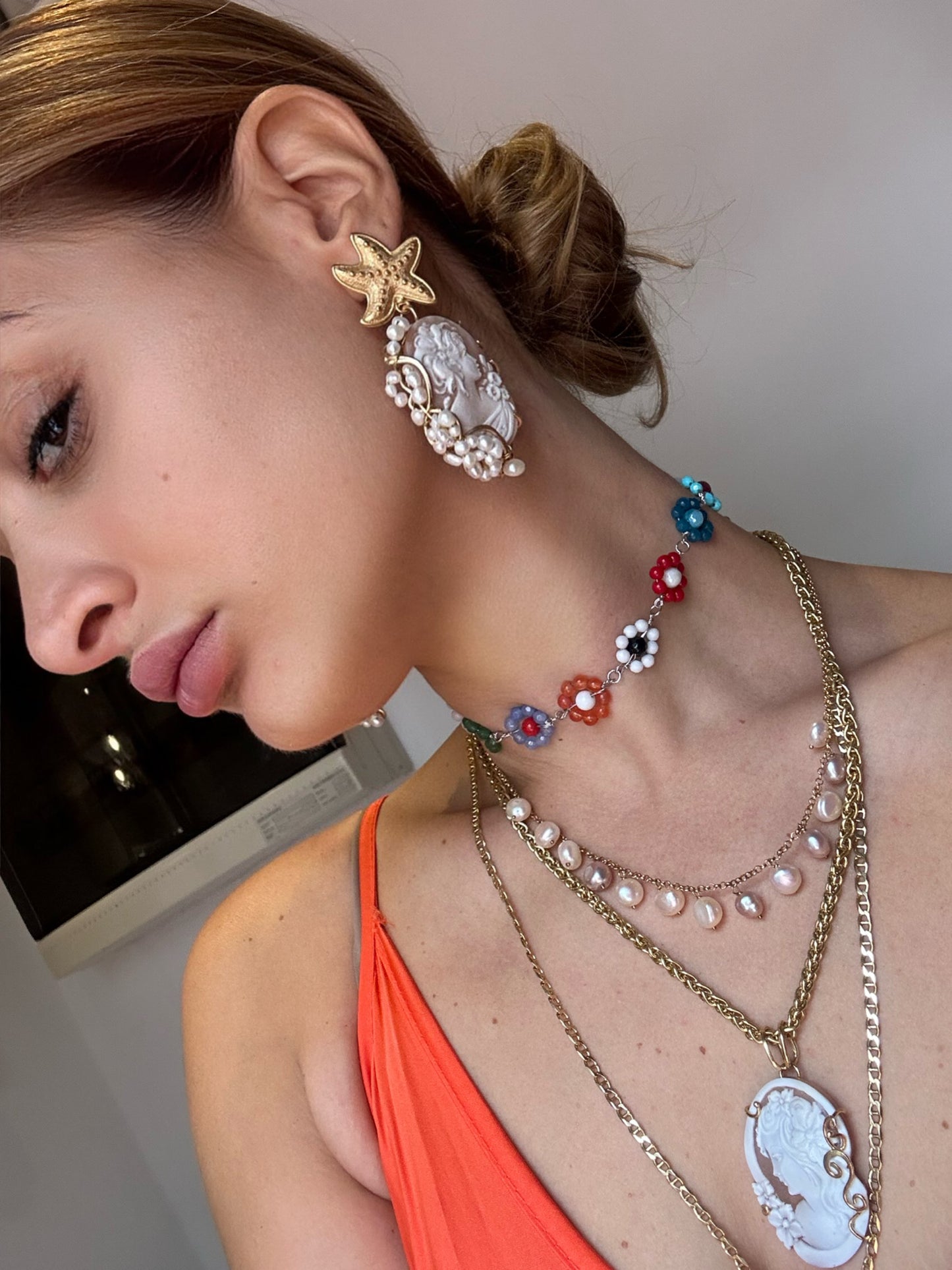 Collana Fiori con Pietre Naturali in Argento 925%