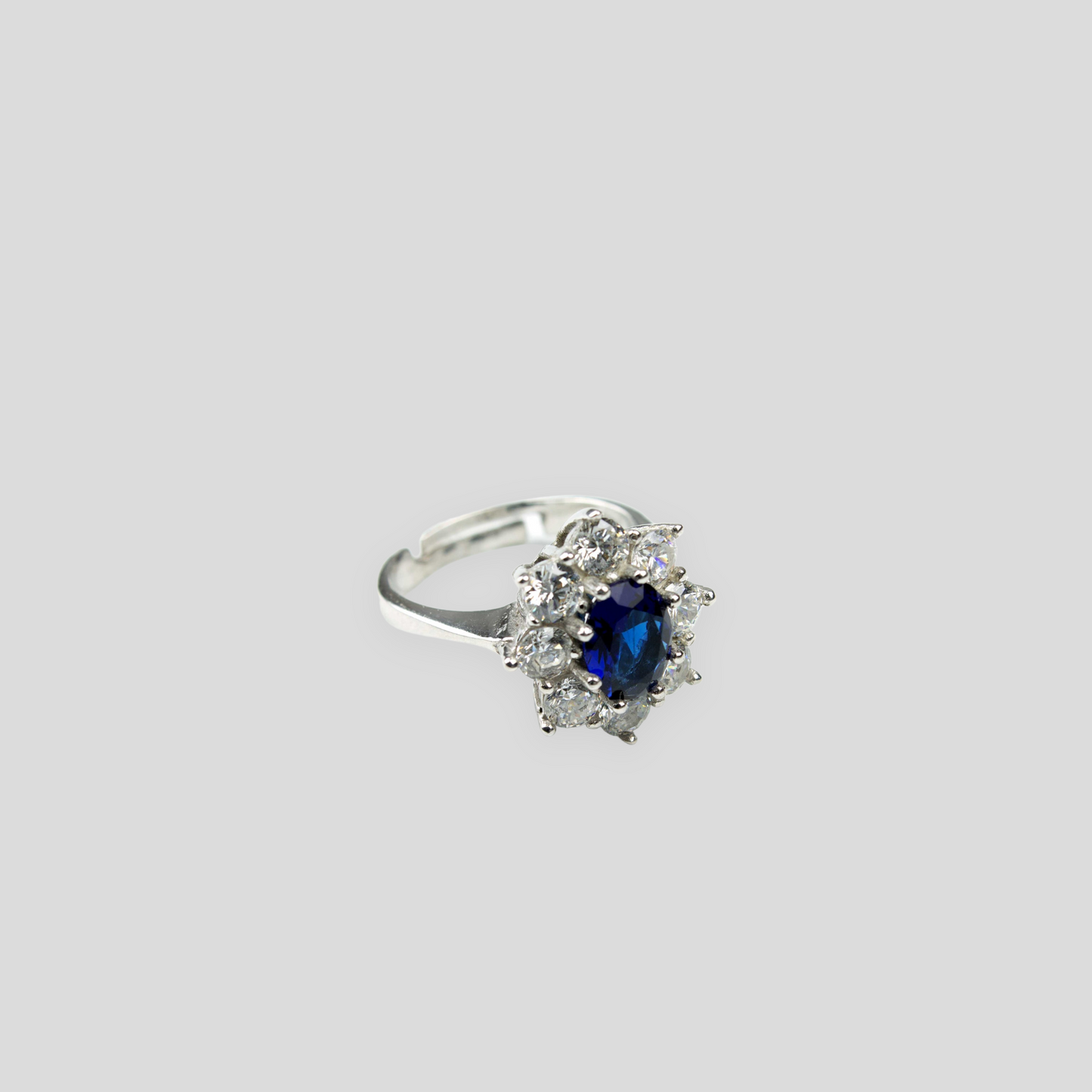 Anello in Argento 925 con Pietra Zaffiro/Smeraldo/Rubino/Acquamarina e Zirconi 6gr.