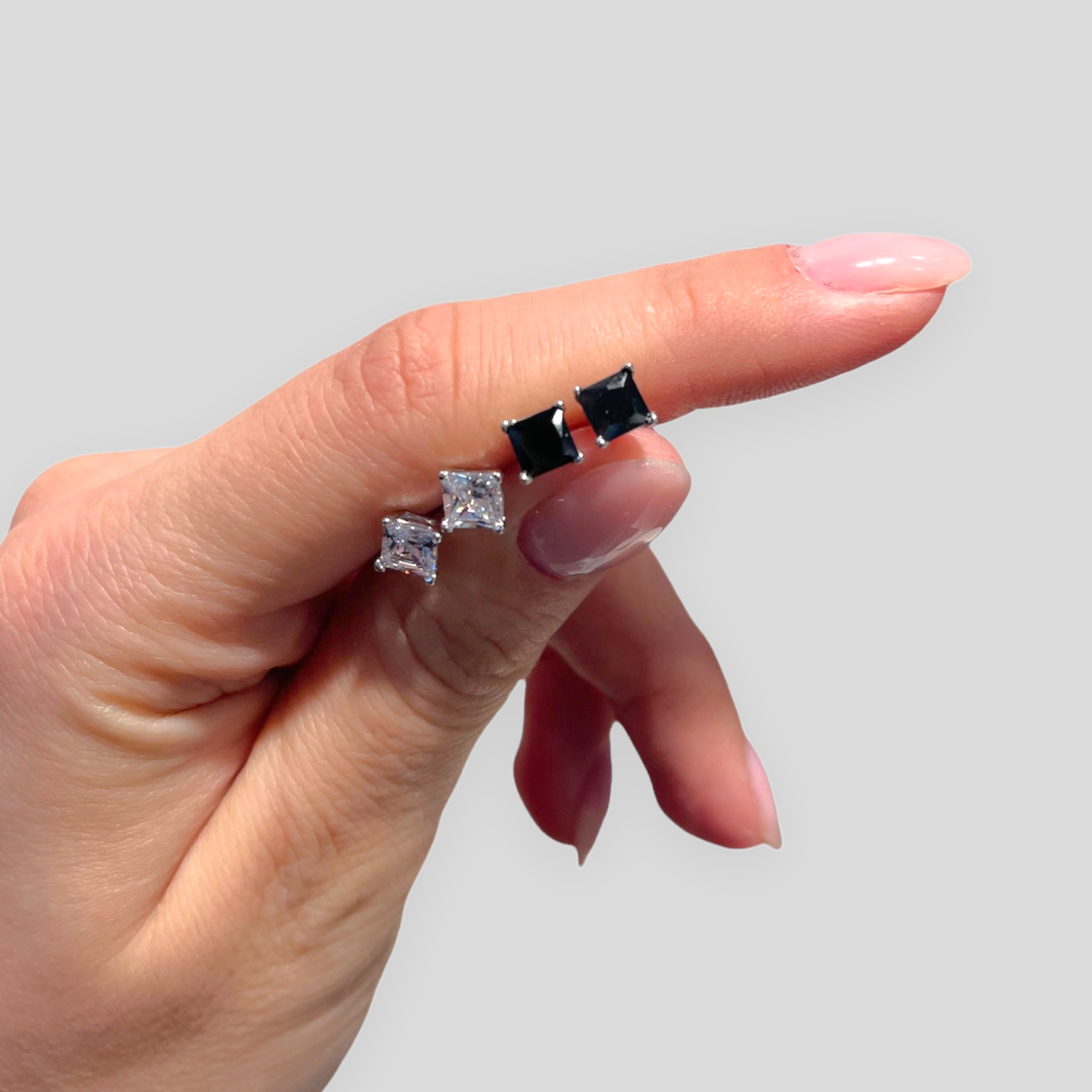 Orecchini Punti Luce Quadrati con Taglio Princess in Argento 925