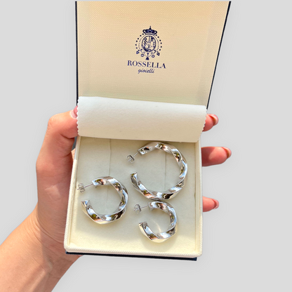 Orecchini cerchio avvitati in argento 925 - Tre circonferenze e colorazioni disponibili