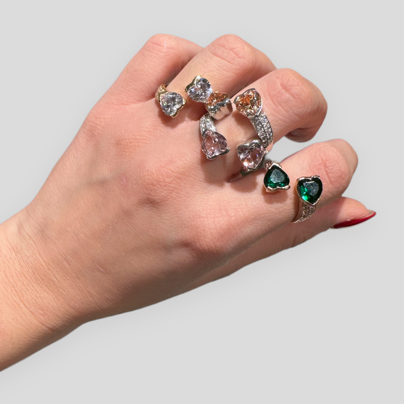 Anello a Cuore Contrariè in Argento Placcato Oro Giallo/Rosa con Zirconi