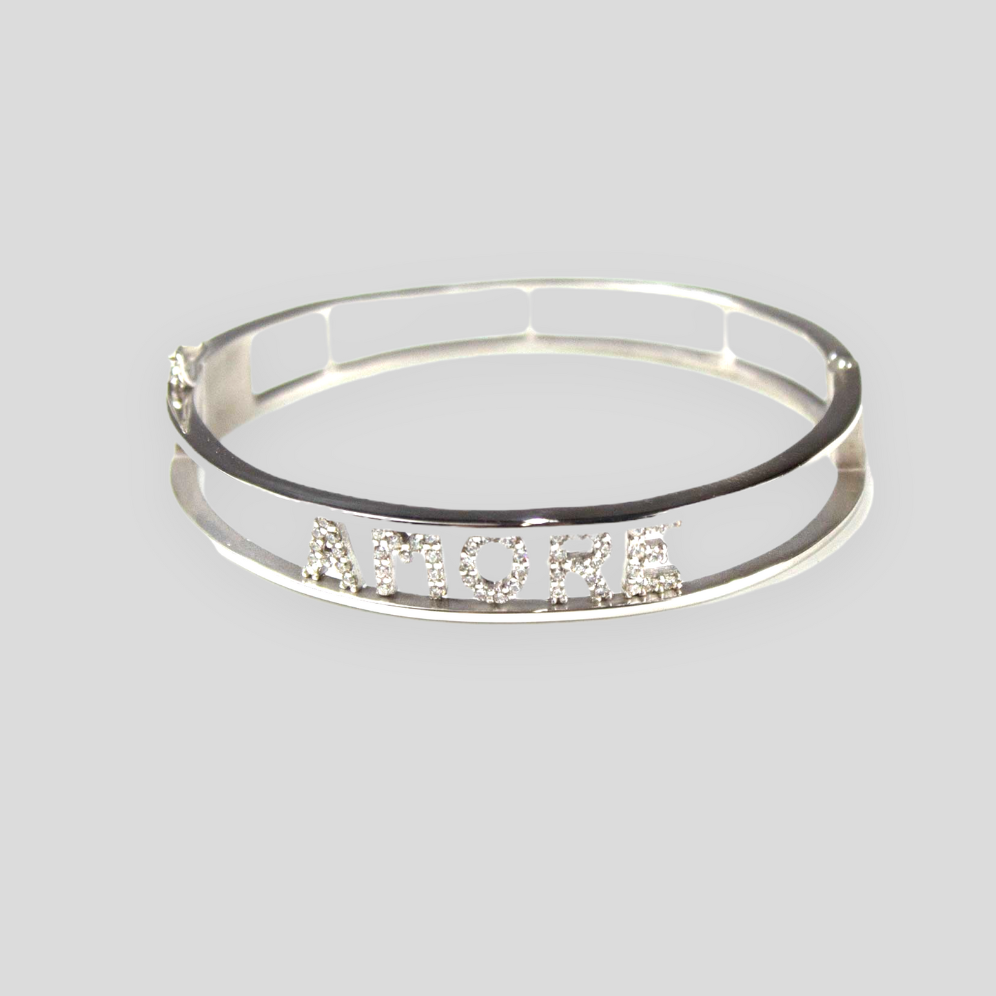 Bracciale a manetta personalizzato con scritta in zirconi in argento 925 placcato oro - Disponibile in 3 misure