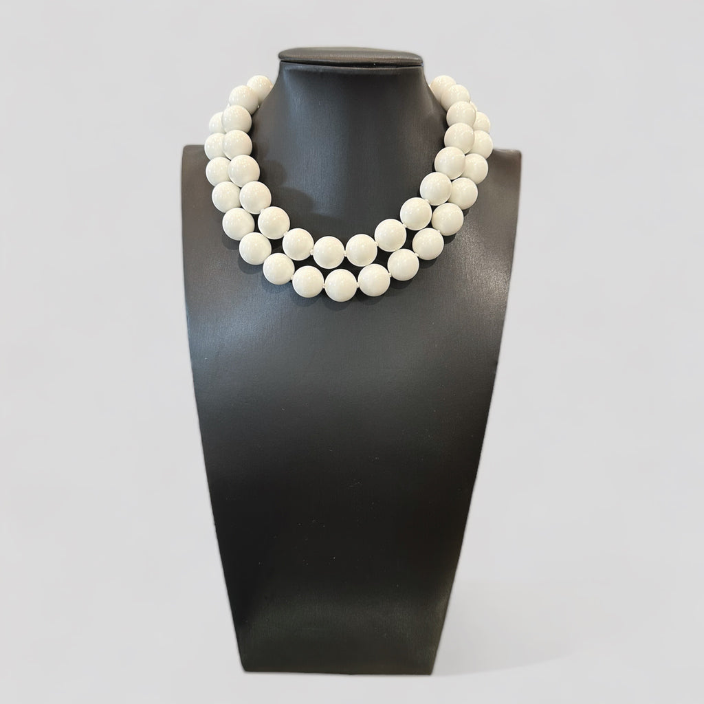 Collana Agata bianca con fermaglio in Argento 925 rodiato