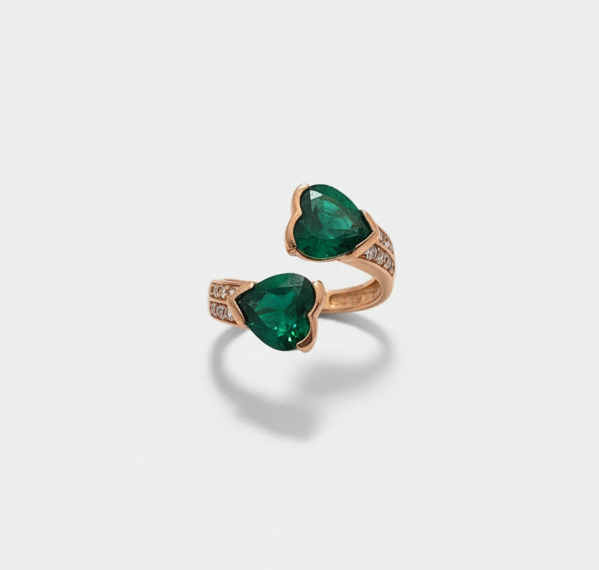 Anello a Cuore Contrariè in Argento Placcato Oro Giallo/Rosa con Zirconi