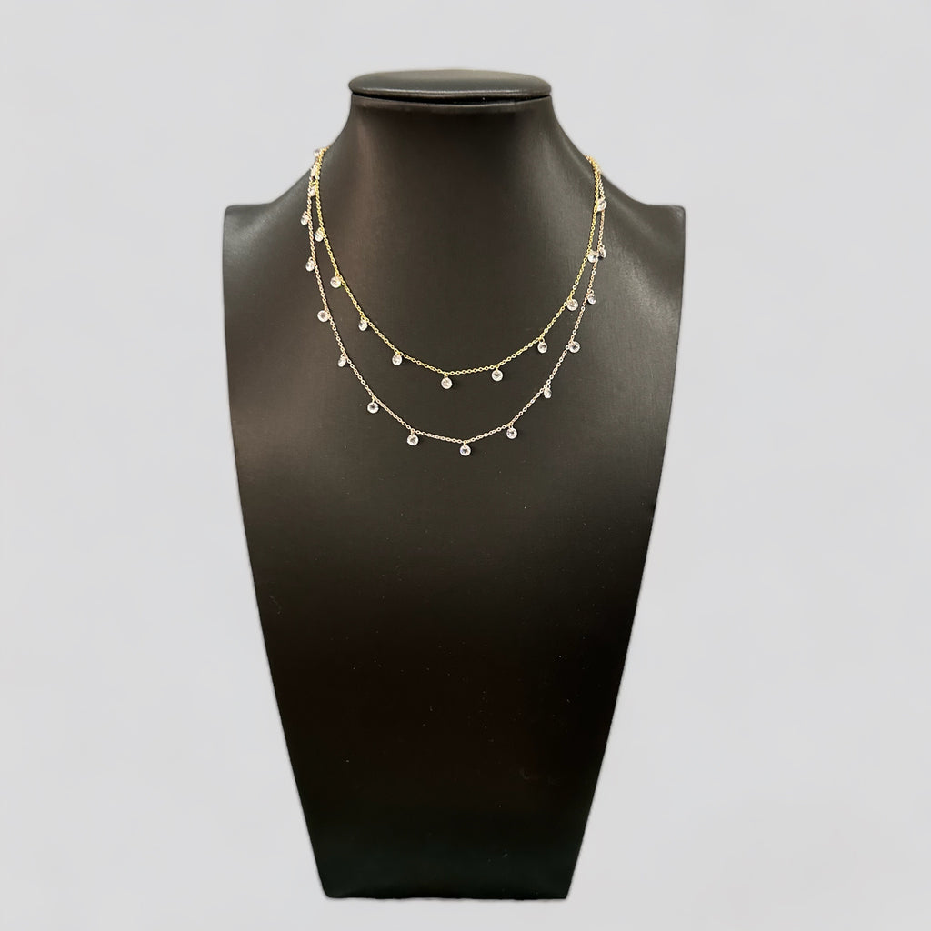 Collana corta in argento 925 con gocce in zirconi