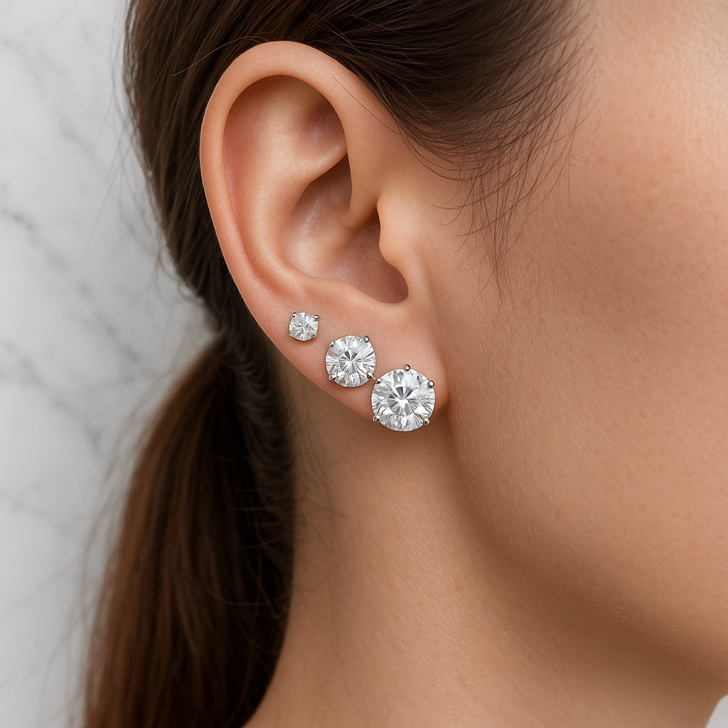 Orecchini Punti Luce con Zirconi a Lobo Taglio Brillante in Argento 925% - placcati in oro giallo - placcati in oro rosa