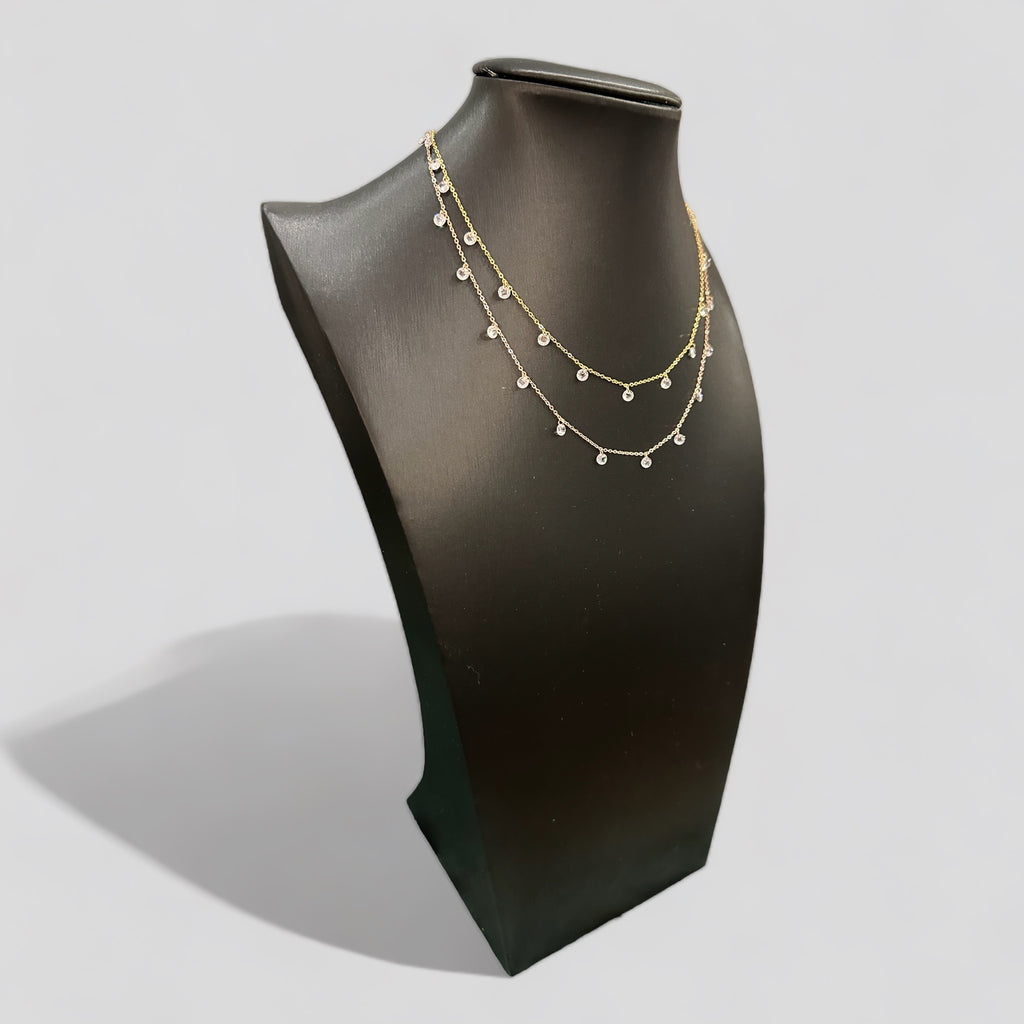 Collana corta in argento 925 con gocce in zirconi