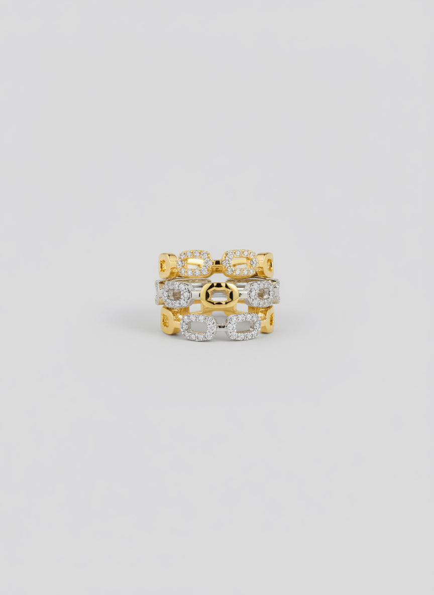 Anello Maglia Luxury in Oro 18K e Zirconi
