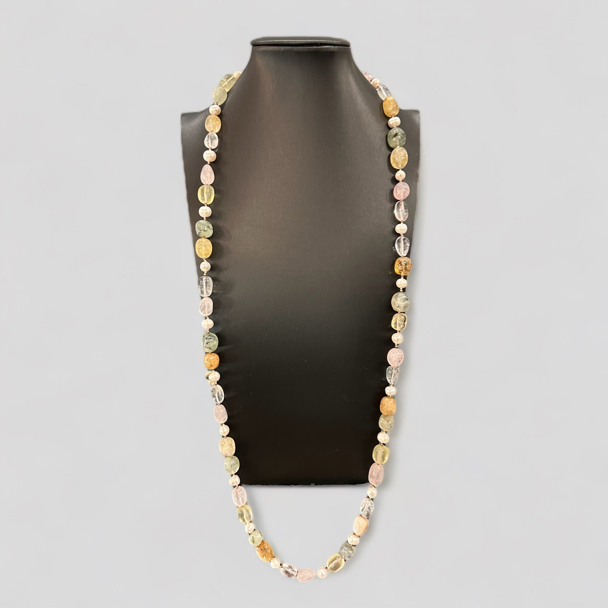 collana lunga in pietre naturali e perle lunga