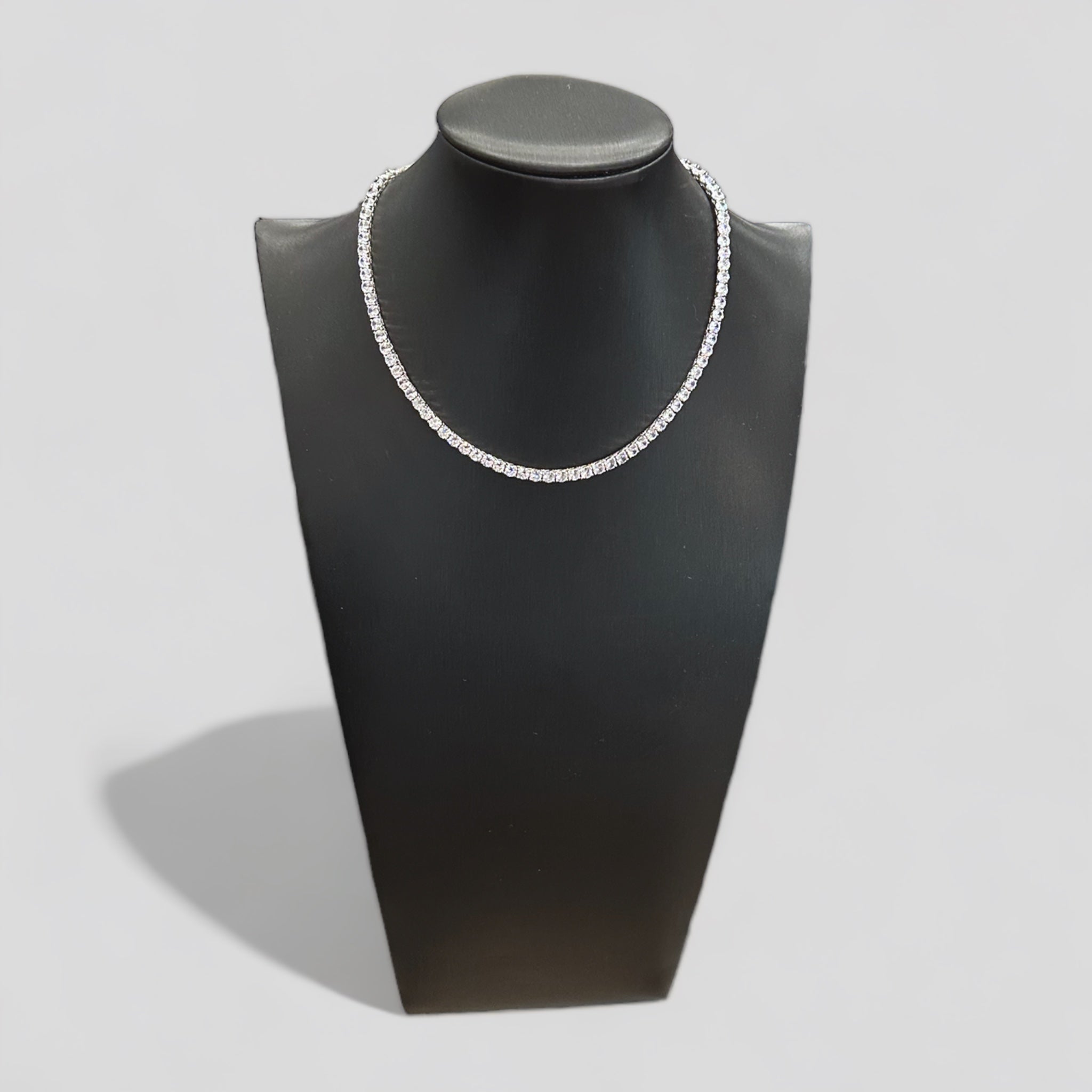 Collana Tennis con Zirconi Taglio Brillante in Argento 925 - Disponibile in 3 Colori e Lunghezze