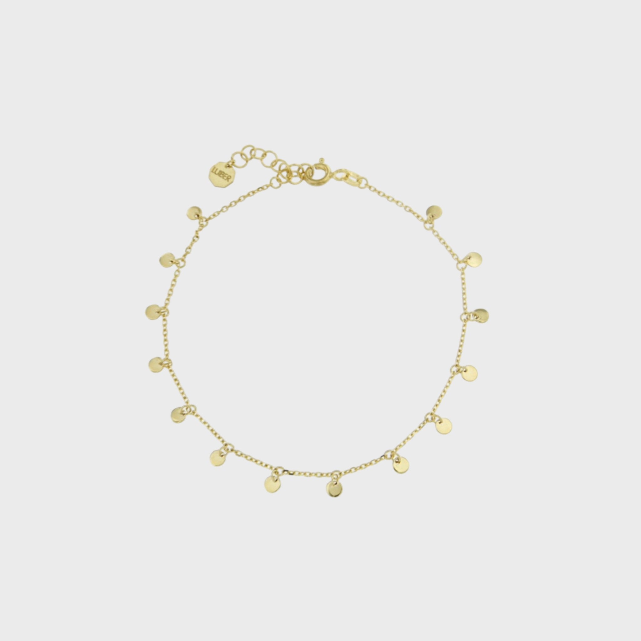 Bracciale catenina rollò in oro 9 kt con cerchietti pendenti