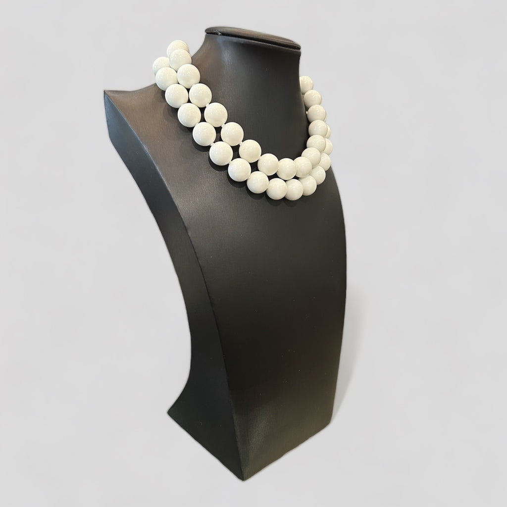 Collana Agata bianca con fermaglio in Argento 925 rodiato