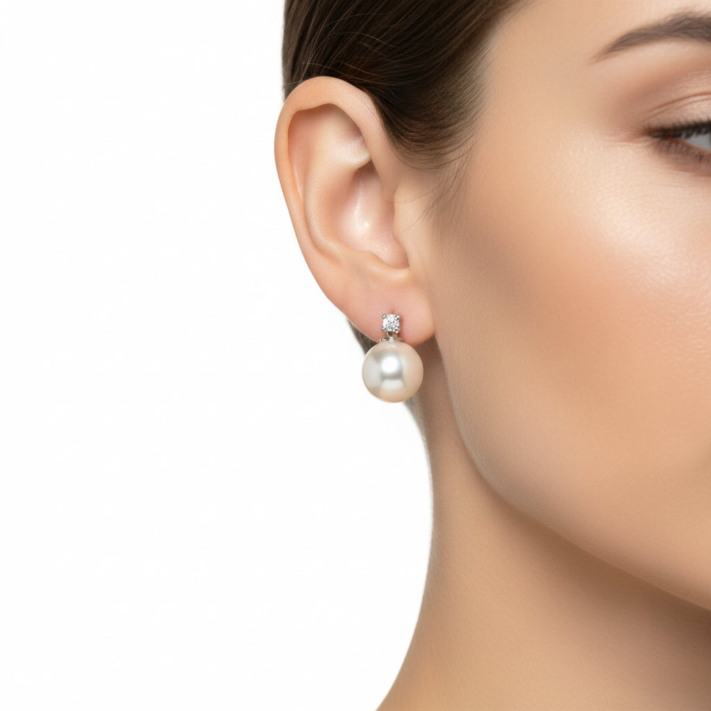 Orecchini in argento 925 Rodiato in perle e punti luce