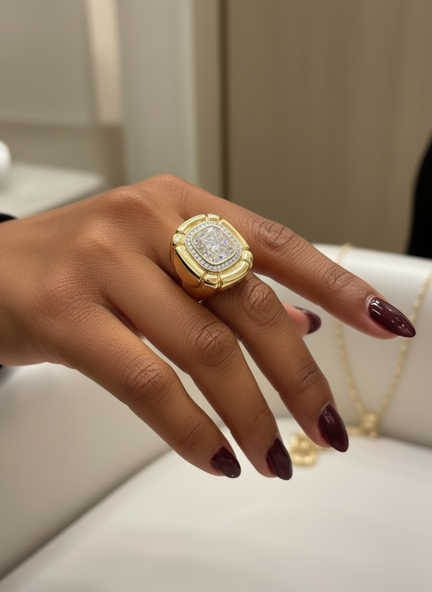 Royal Shine Anello in Ottone con Gemma Centrale