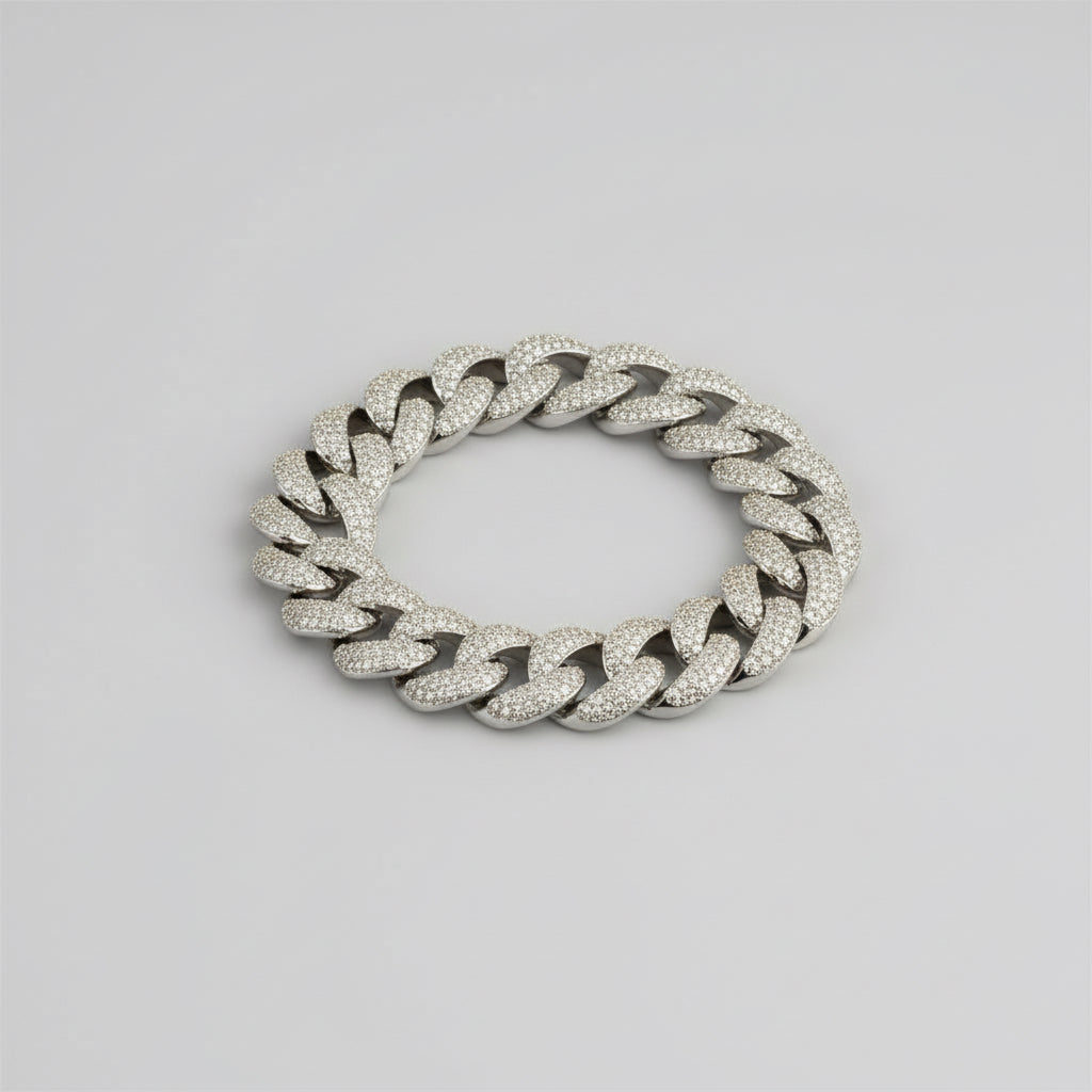 Bracciali Groumette Rodiato con Zirconi Bianchi in Argento 925