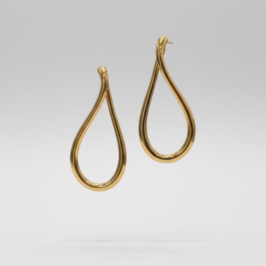 Orecchini a Goccia in Argento 925 Placcati Oro 18K – Eleganza Fluida