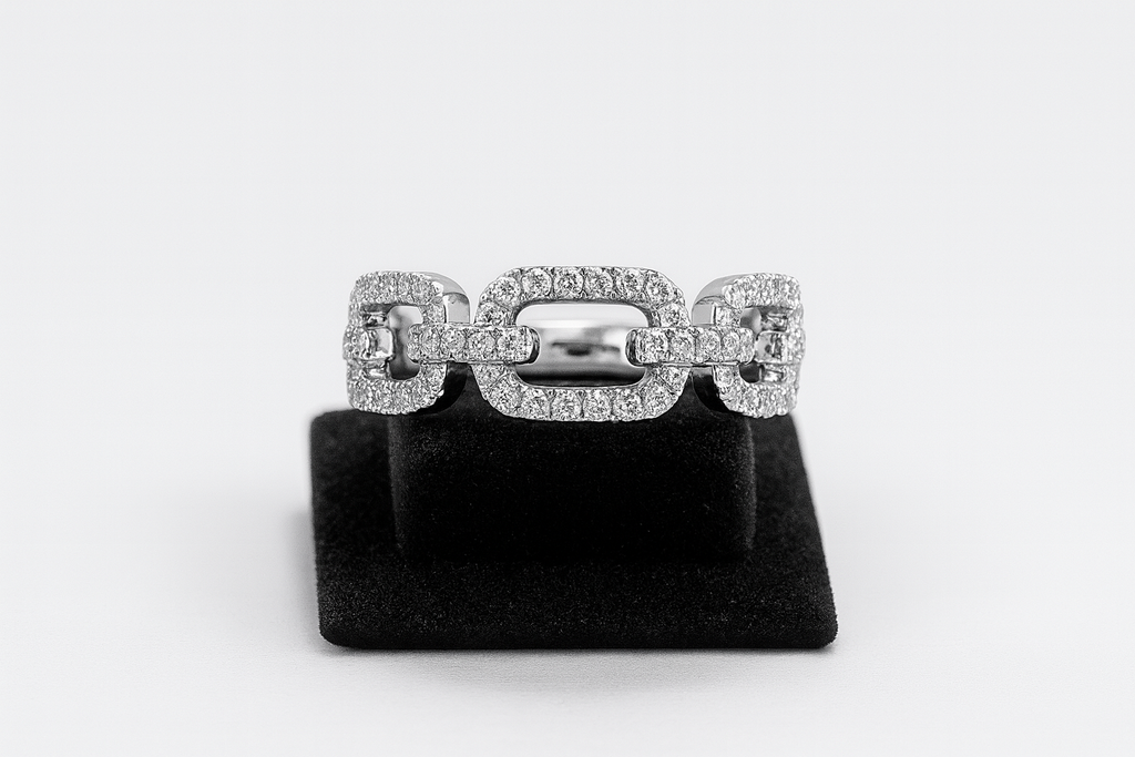 Anello Maglia Luxury in Oro 18K e Zirconi