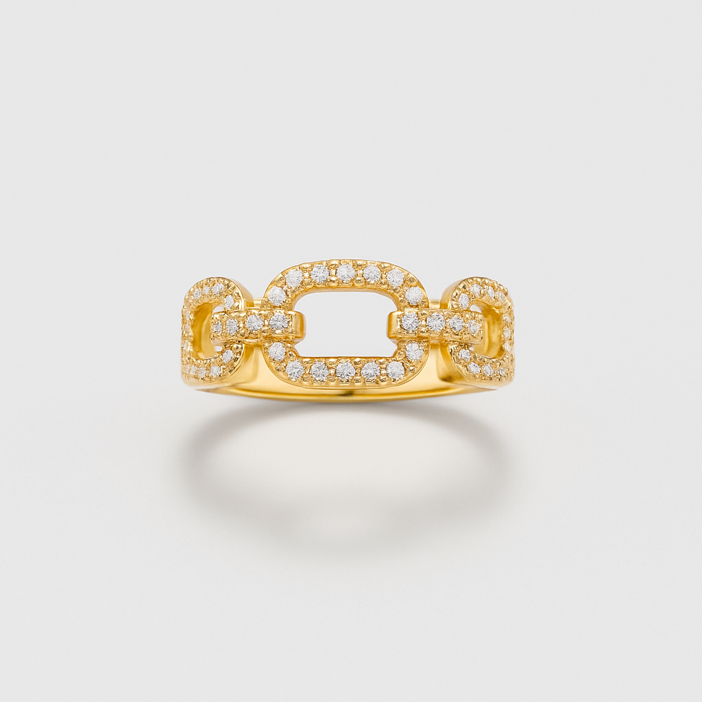 Anello Maglia Luxury in Oro 18K e Zirconi