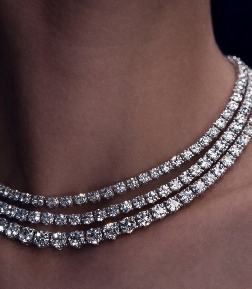 Collana Tennis con Zirconi Taglio Brillante in Argento 925 - Disponibile in 3 Colori e Lunghezze