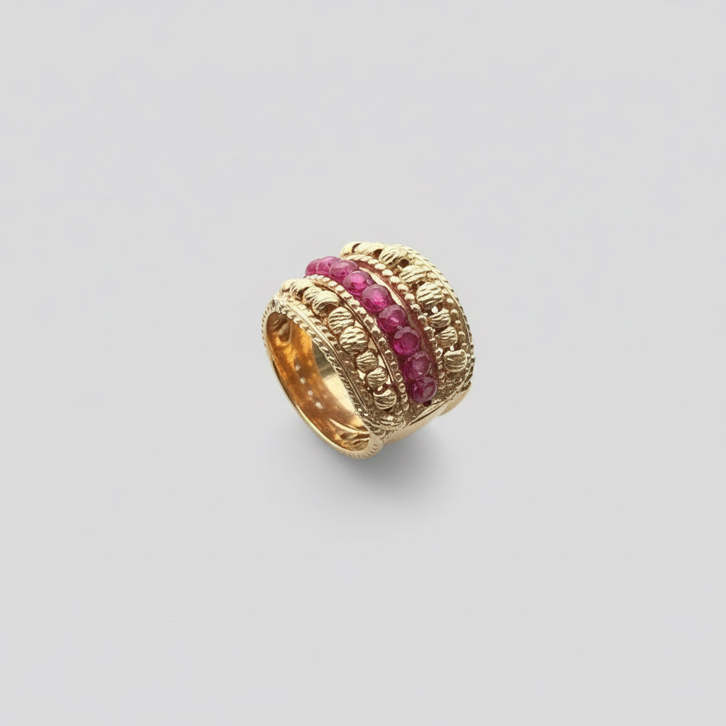 Anello in argento 925 placcato oro giallo 10 micron realizzato a mano con agate sfacettate