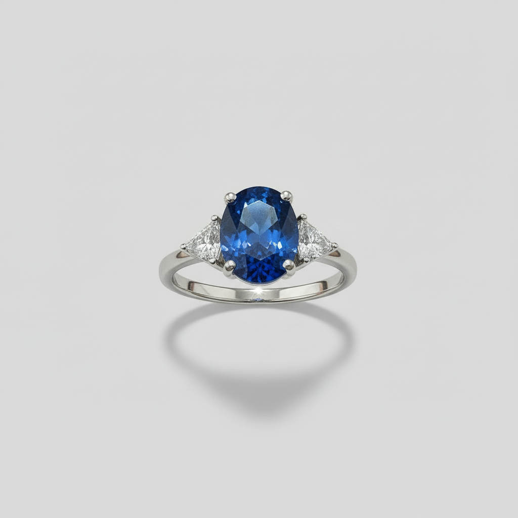 Anello con Pietra Zircone colorata Verde Smeraldo/Rubino/Acquamarina/Zaffiro o Trasparente e Zirconi triangolari punto luce