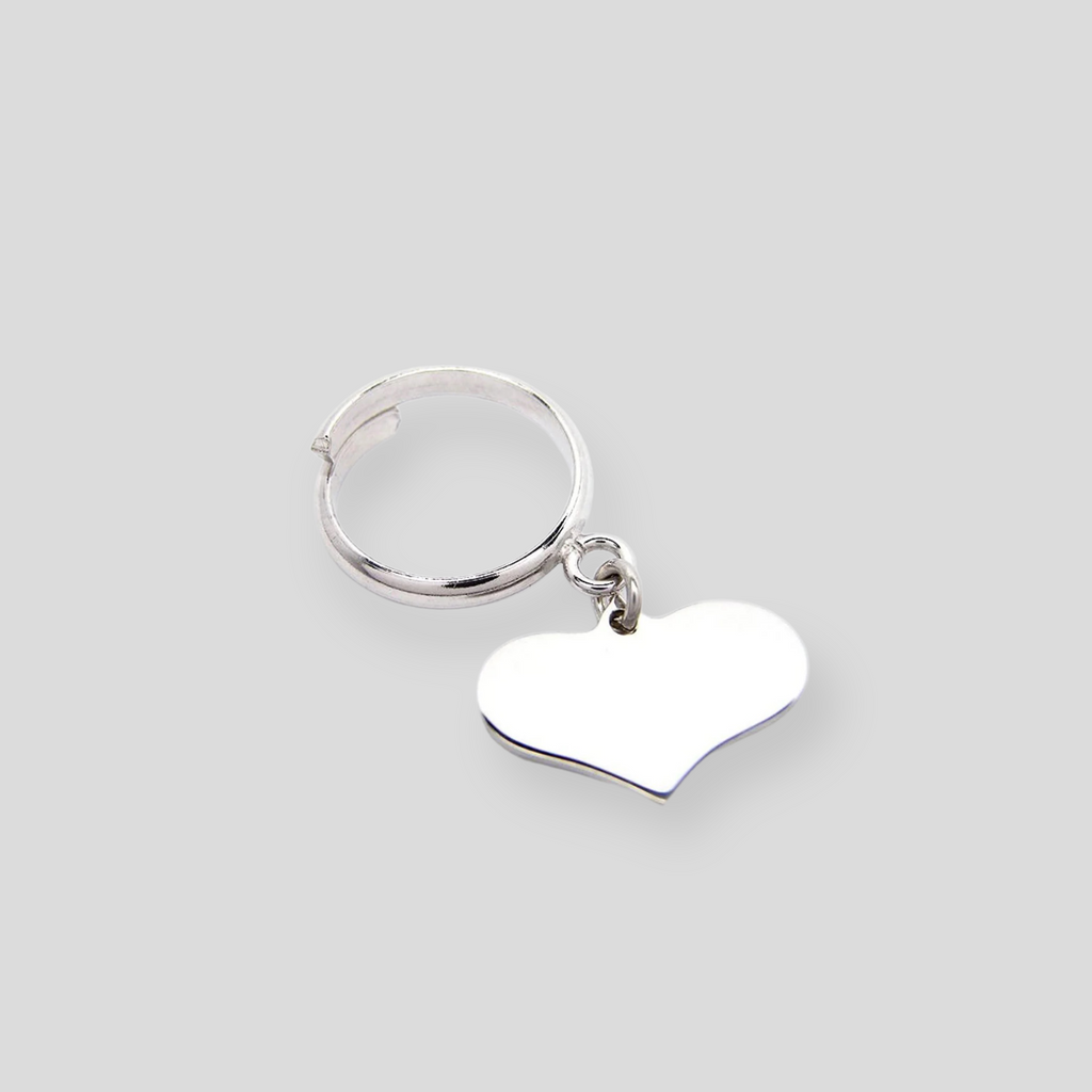 Anello a Cuore Pendente in Argento 925, Oro Giallo e Oro Rosa - Regalo d'amore eterno personalizzato