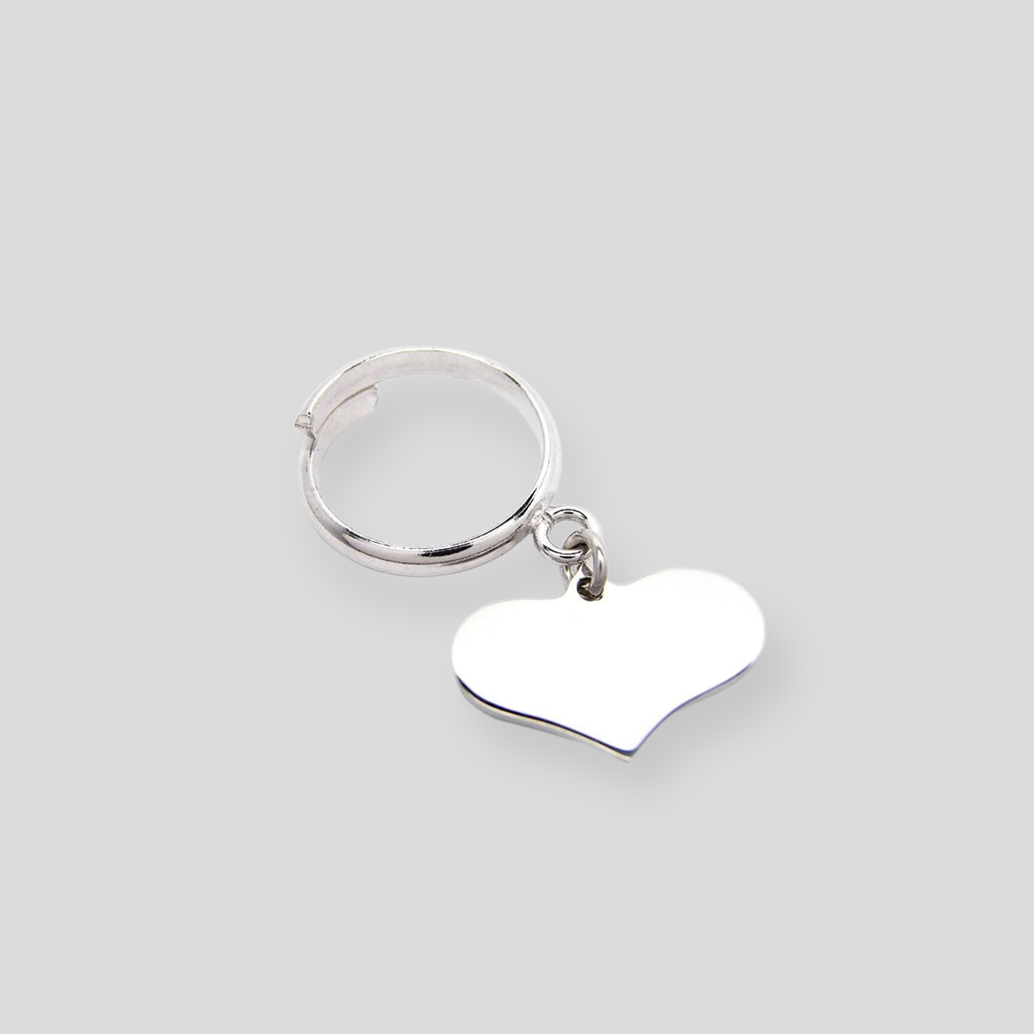 Anello a Cuore Pendente in Argento 925, Oro Giallo e Oro Rosa - Regalo d'amore eterno personalizzato