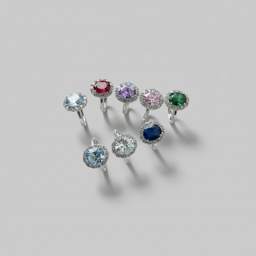 Anello Kate a Fiore in Argento 925 con Pietra colorata e Zirconi - Acquista online