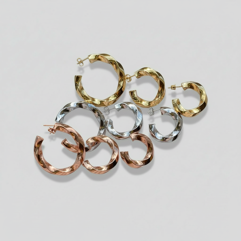 Orecchini cerchio avvitati in argento 925 - Tre circonferenze e colorazioni disponibili