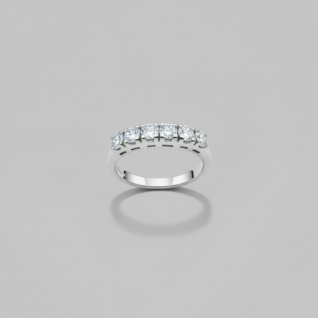 Anello Riviera in Argento 925 con 7 Zirconi Taglio Brillante