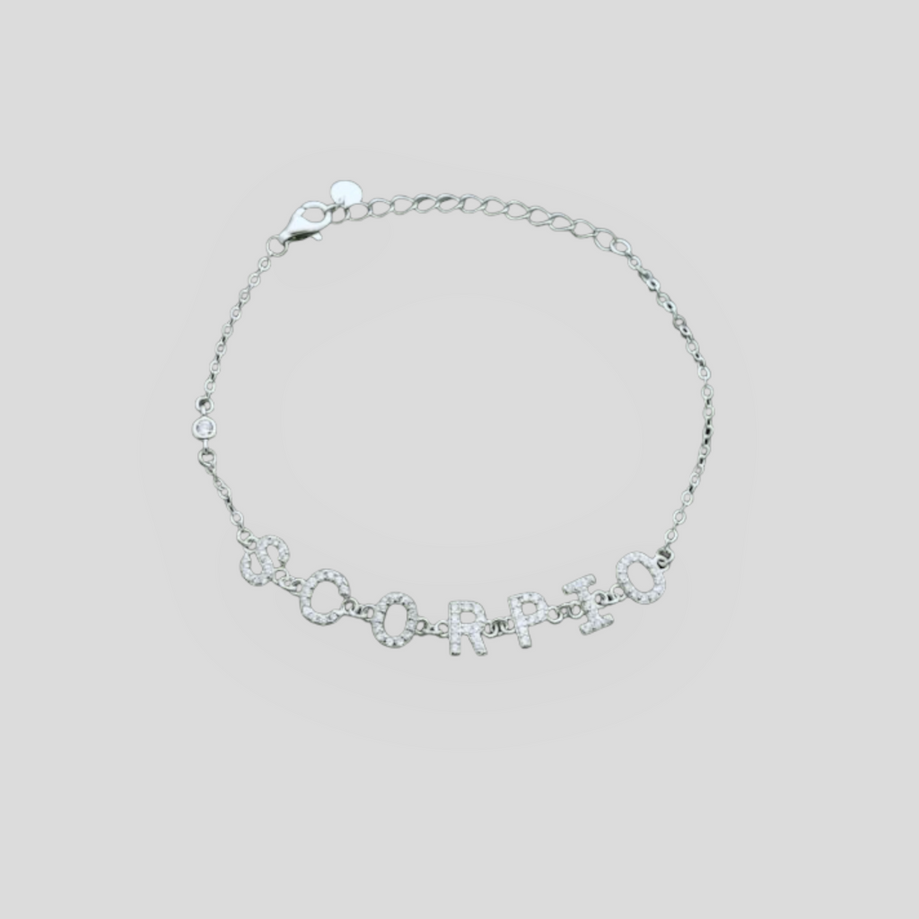 Bracciale con Segno Zodiacale in Argento 925 e Zirconi - Lunghezza 16+4cm