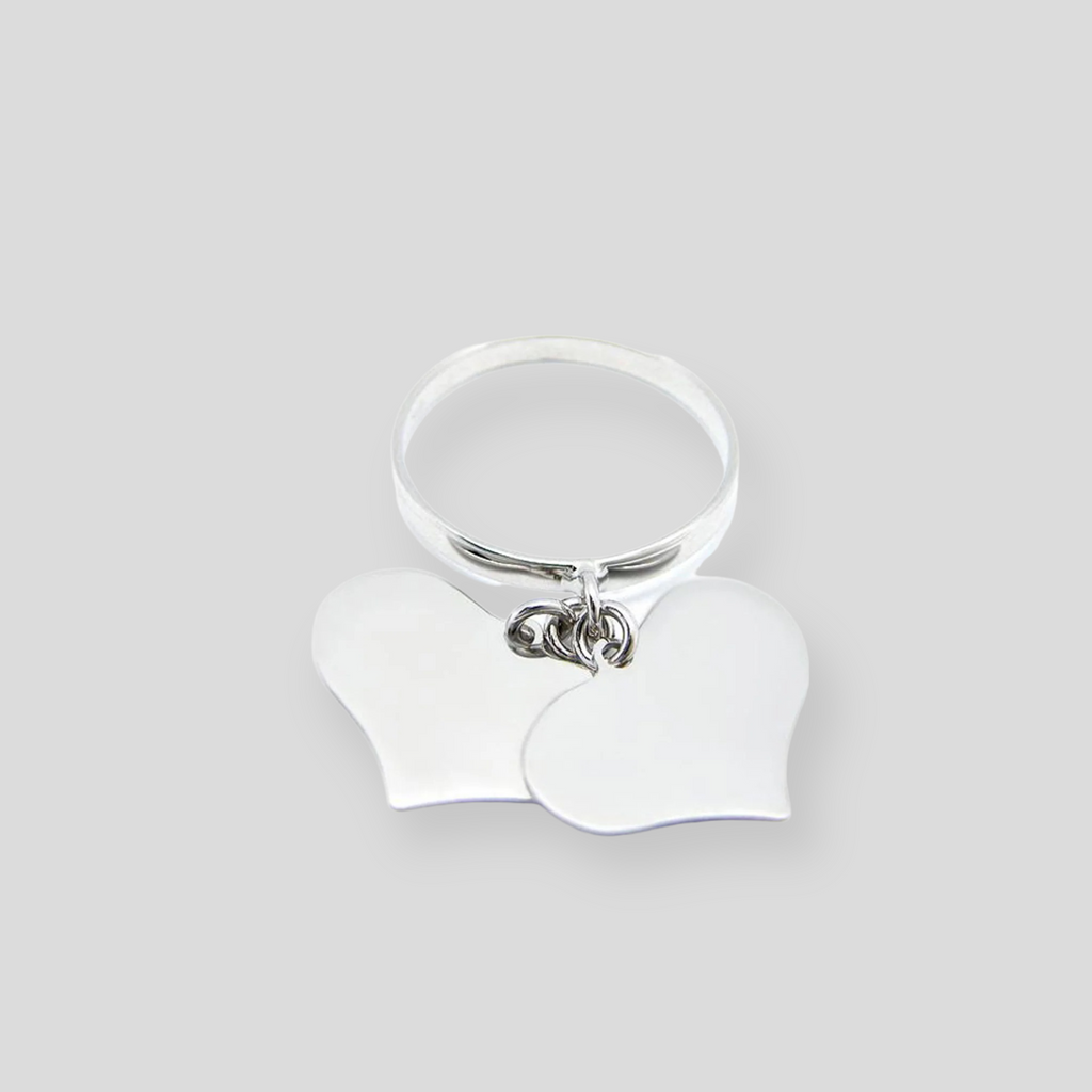 Anello a Cuore Pendente in Argento 925, Oro Giallo e Oro Rosa - Regalo d'amore eterno personalizzato