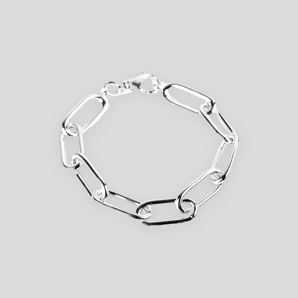 Bracciale Catena Big Rettangolare in Argento 925 - Colori Argento, Oro Giallo e Oro Rosa