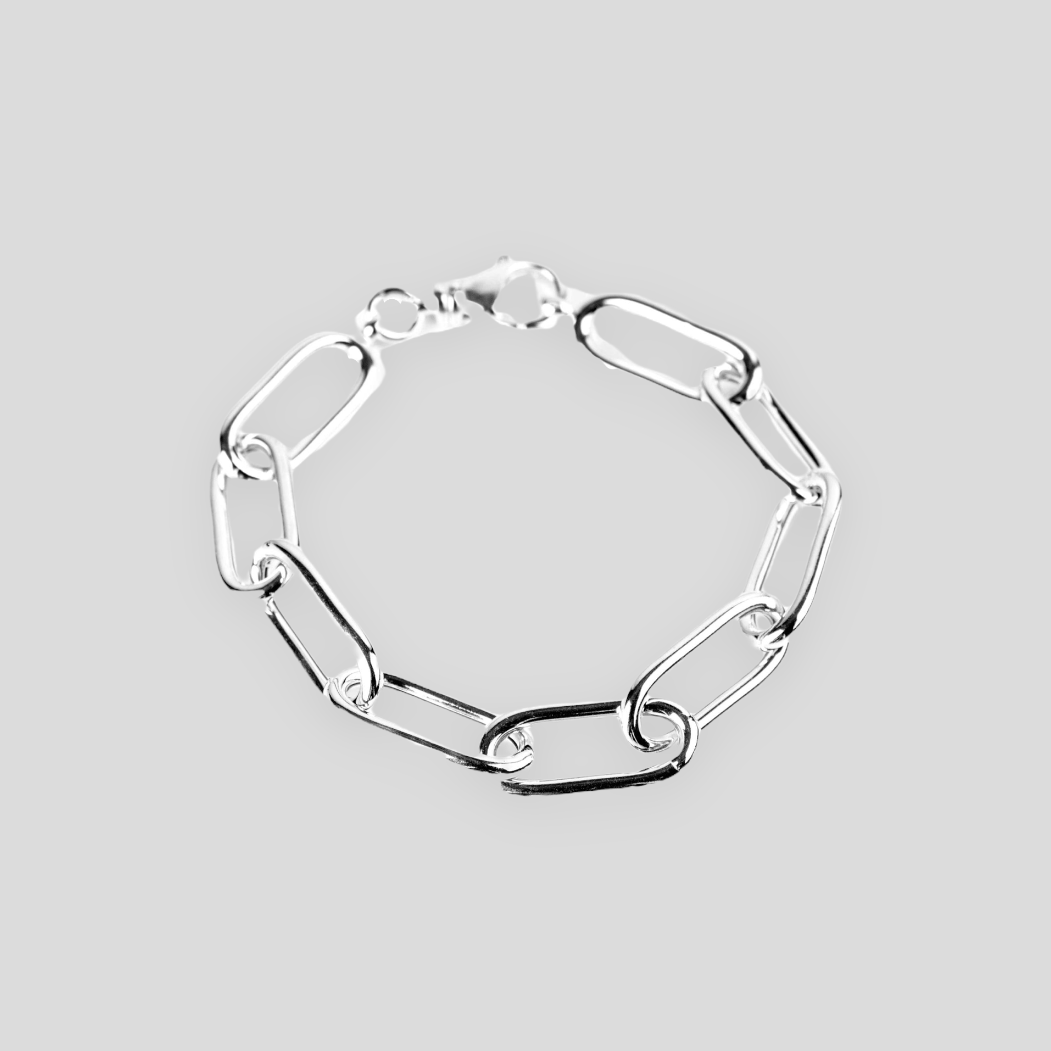 Bracciale Catena Big Rettangolare in Argento 925 - Colori Argento, Oro Giallo e Oro Rosa