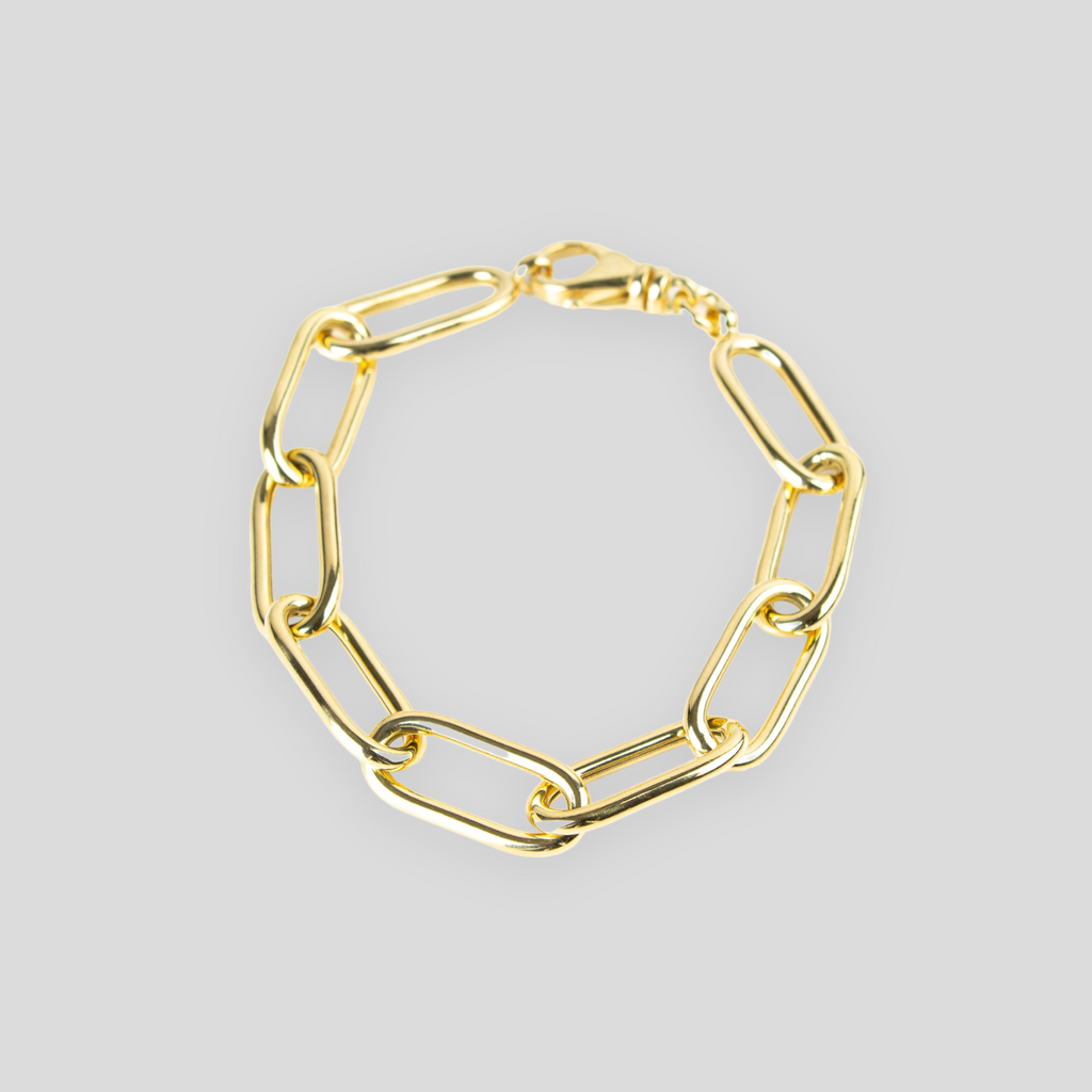 Bracciale Catena Big Rettangolare in Argento 925 - Colori Argento, Oro Giallo e Oro Rosa