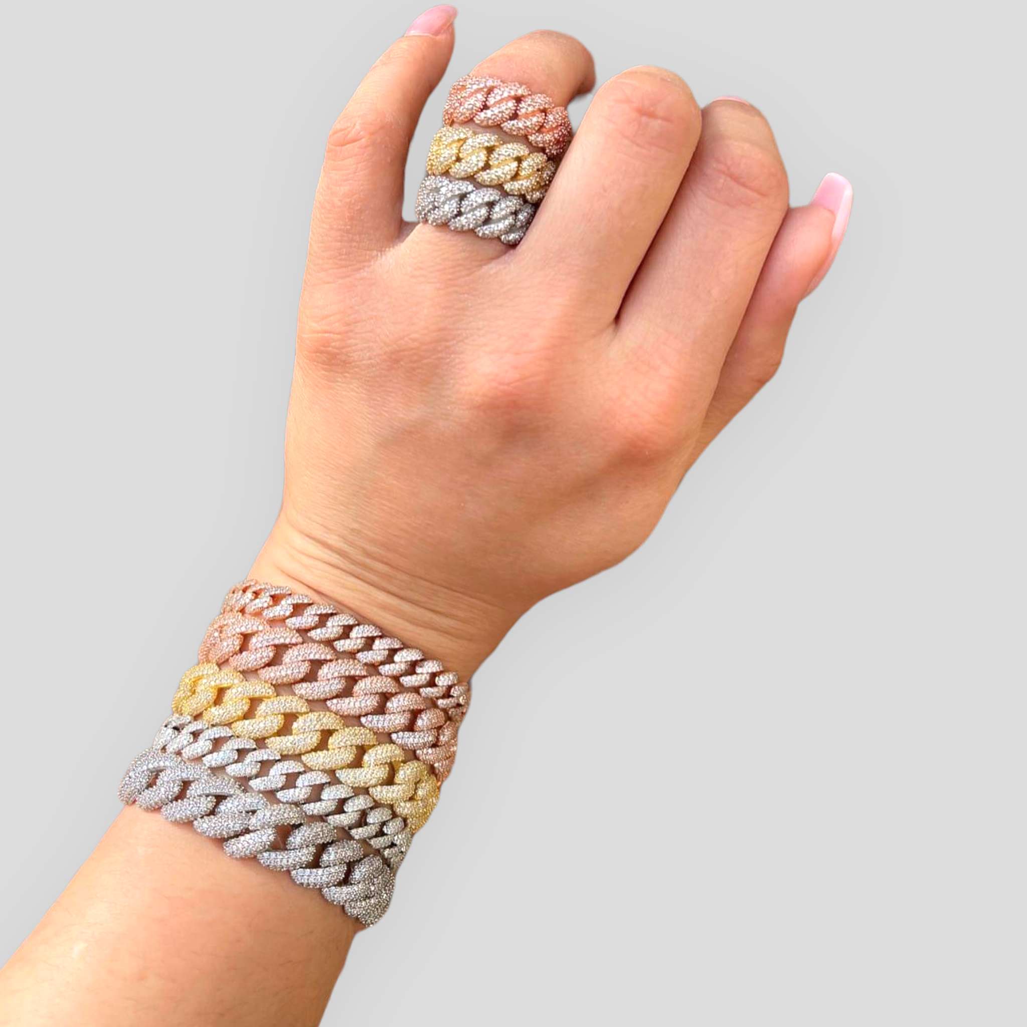 Bracciali groumette in Argento 925 con Zirconi - Disponibile in 3 Colorazioni - Lunghezza 18 cm