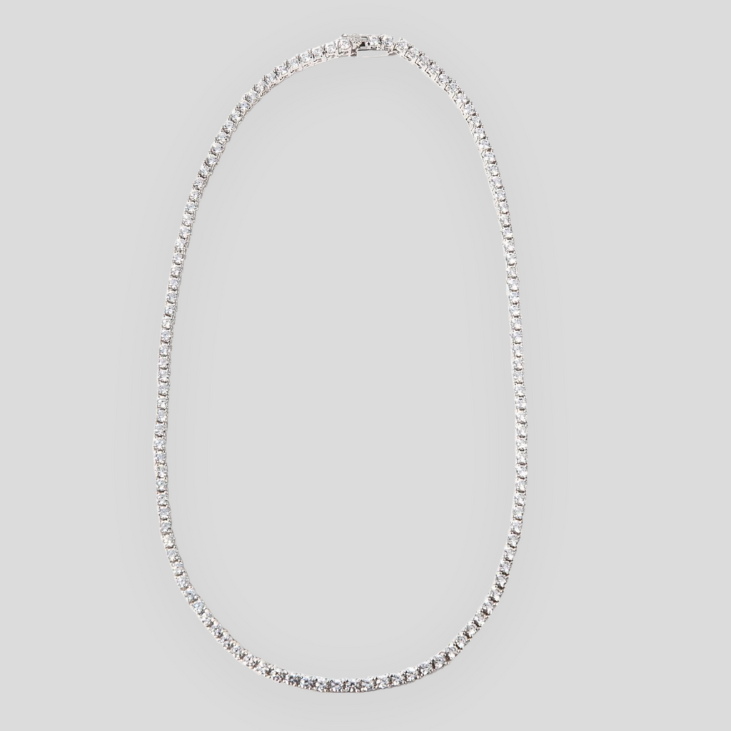 Collana Tennis con Zirconi Taglio Brillante in Argento 925 - Disponibile in 3 Colori e Lunghezze