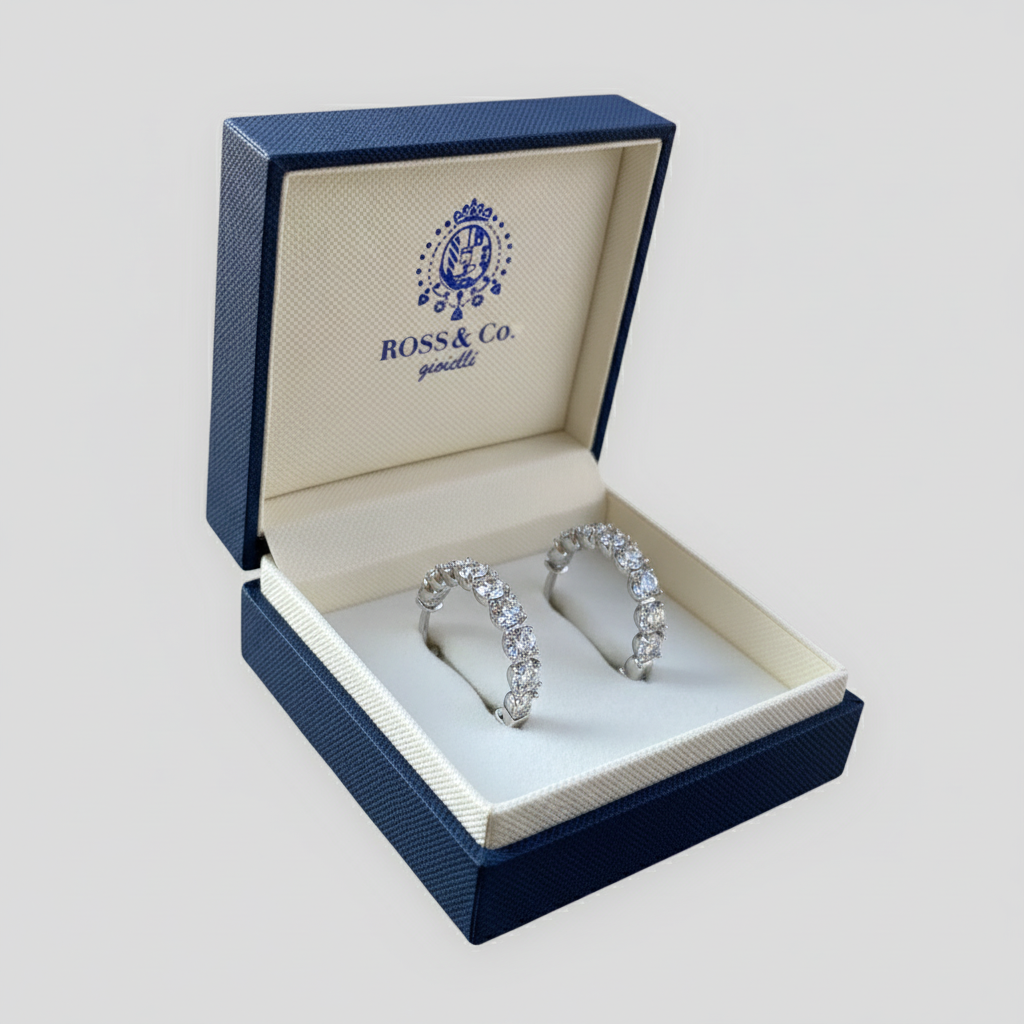 Orecchini a cerchio con zirconi in argento 925 - Rossella Gioielli