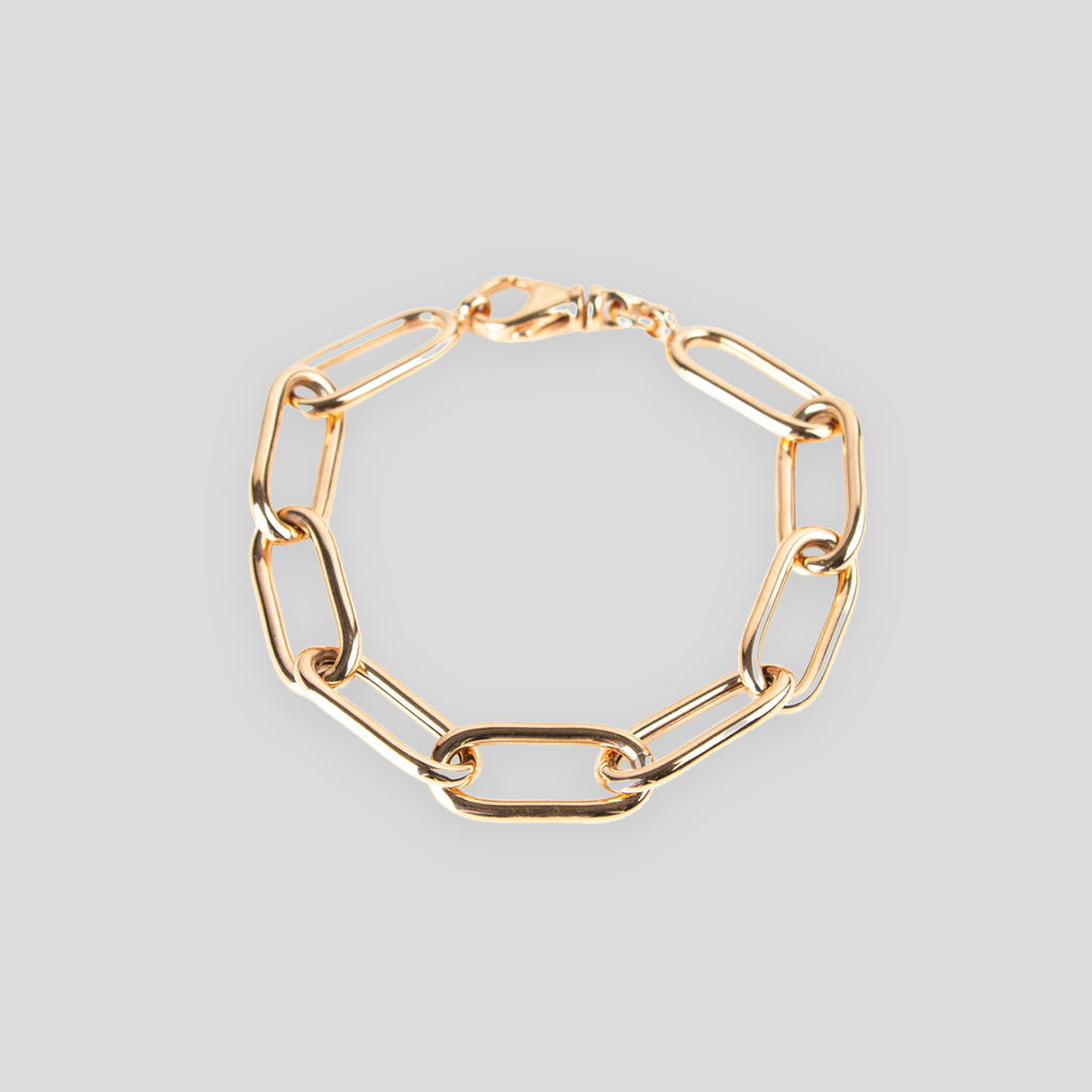 Bracciale Catena Big Rettangolare in Argento 925 - Colori Argento, Oro Giallo e Oro Rosa